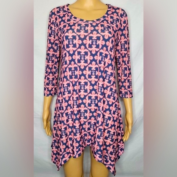 Simply Southern Dresses & Skirts - Simply Southern Sweet Damask Dress with pineapple print in Pink/Red/White/Blue